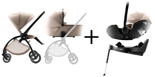 Wózek RIO, gondola RIO, fotelik BABY-SAFE PRO w kolorze Teak i VARIO BASE 5Z, część RIO COMFORT PLUS SET